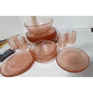 27pc Arcoroc RosePink Glass Cereal Bowls Vintage 1970s France Rosaline